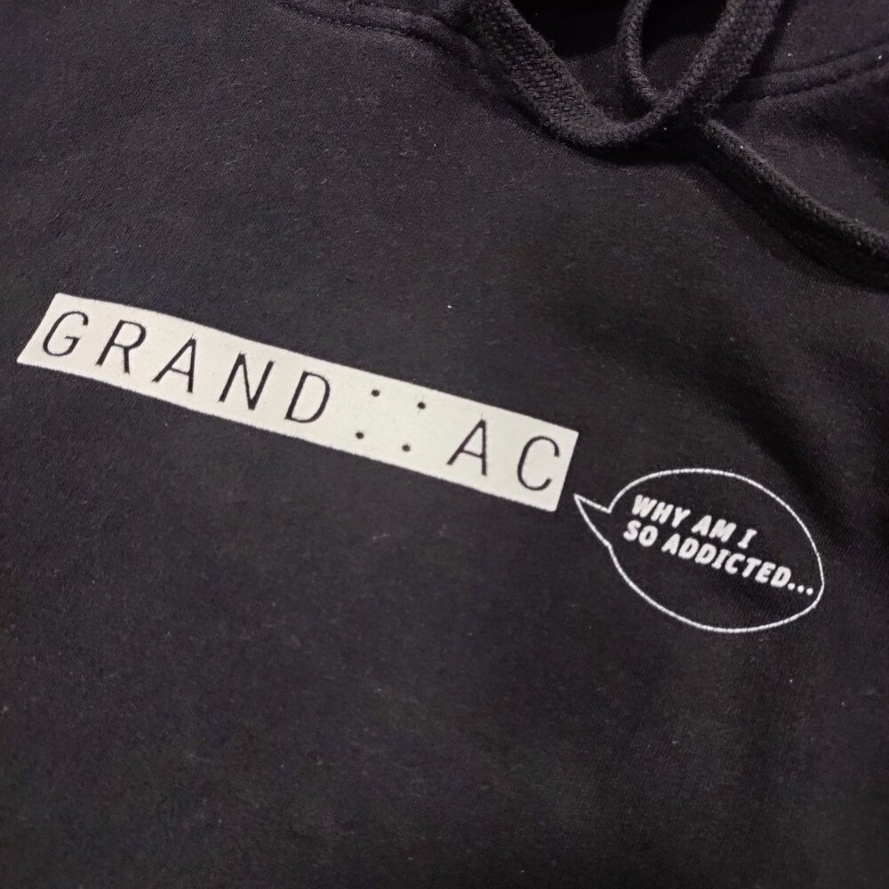 Grand AC 75 Mile Why I'm So Addicted Black Running Hoodie Sweater Men's Small - Picture 7 of 10